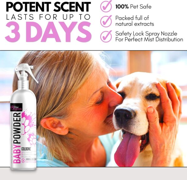 Baby Powder Cologne Perfume For Dogs - Long Lasting Deodoriser For Dogs & Aloe Vera Coat Conditioner- Naturally Derived - Lasts Up to 3 Days - 250ML - Perfume & Conditioner For Dogs, Cats & Pets - Image 2