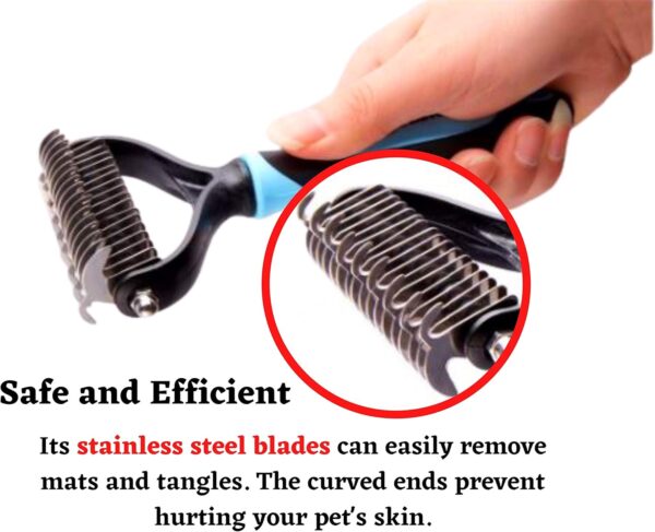 Anigood PET Grooming Rake Comb Brush For Dogs Cats With Long Thick Hair | Professional Deshedding Dematting Pet Supplies (Blue) - Image 3