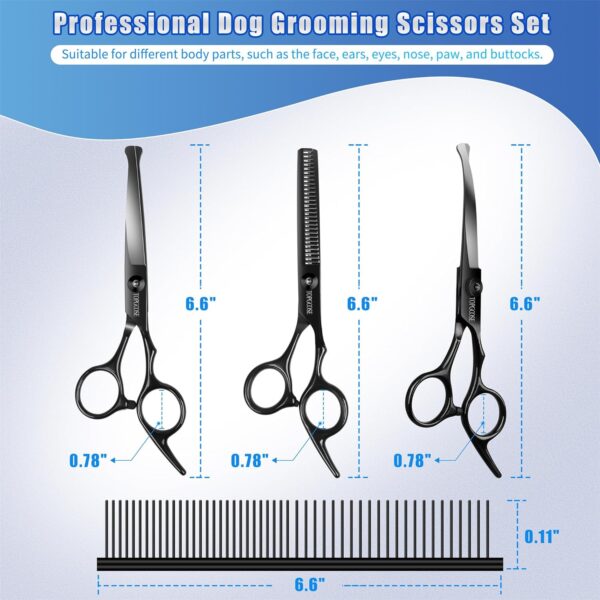 TOPGOOSE Dog Grooming Scissors Kit with Safety Round Tips, Professional 5 in 1 Grooming Scissors for Dogs Cat Pet At Home (Black) - Image 5