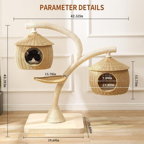 Big Modern Cat Tree with Cat cage Tree Design, Cat Condo Tower with Sisal-Covered Scratching Post, Cute and Stylish Cat House, Large and Unique Cat Furniture Supplies Perch for Your Feline Friend - Image 6