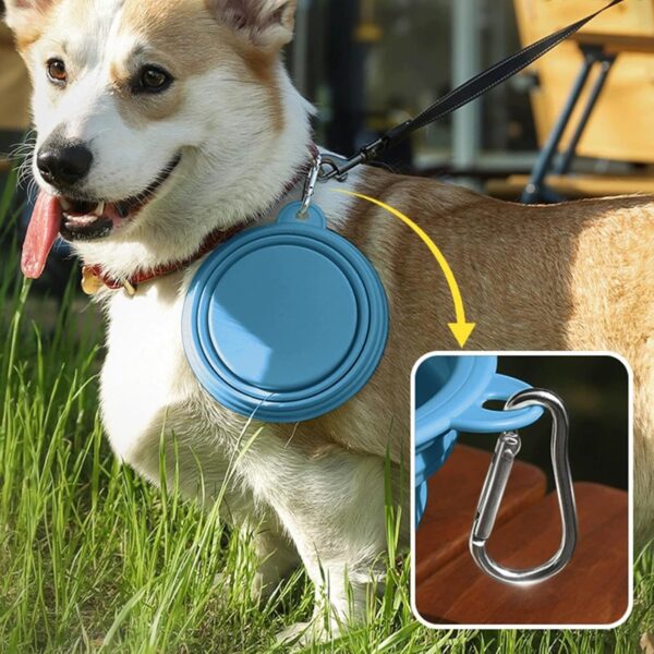 TOKAYIFE Collapsible Dog Bowl 560ml Dog Water Bowl for Walking Portable Travel Bowl with Carabiner for Small and Medium Pets Indoor Outdoor (Single Bowl, Blue) - Image 4