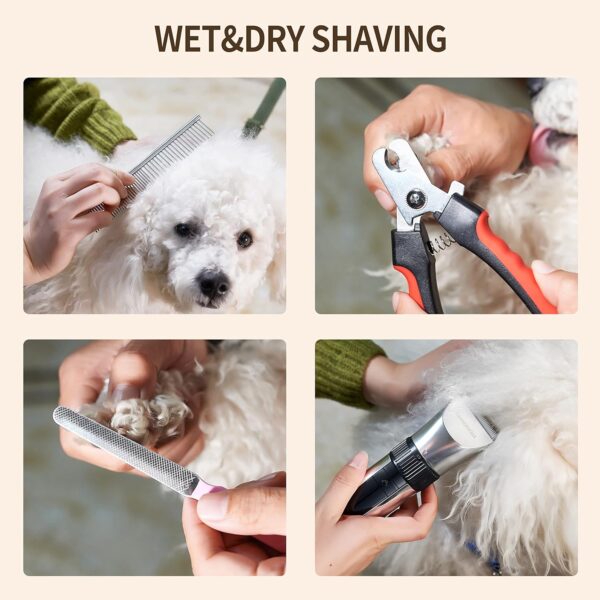 BarberBoss Cordless Dog Grooming Clipper - Waterproof, Ceramic Blades, LED Display, Fast Charging, Electric Pet Clippers for Dogs Cats Pets Hair Trimmer QR-9082 - Image 3