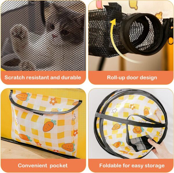 ALLSOPETS Foldable Pet Pen Dog Crate Portable Playpen for Dog Puppy Cats Top Removable Zipper Mesh Dog Cat Tent Kennel for Indoor Outdoor Travel Camping Use with Free Carrying Case (Yellow A,M) - Image 5