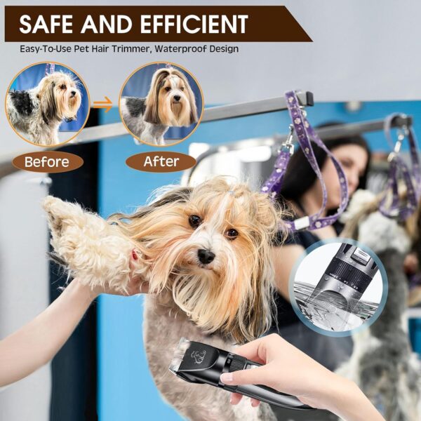 FACAIO Dog Clippers, Dog Grooming kit, Professional for Thick Coats/Heavy Hair, Low Noise Rechargeable Cordless Pet Shaver for Dogs Pets and Animals, Dog Shaver for Dogs Cats Horses - Image 3