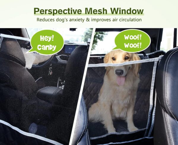 Pecute Dog Car Seat Cover 100% Waterproof,Rear Seat Covers for Dogs with Viewing Window/Side Flaps/Storage Bags,Dog Car Hammock Scratch Proof Nonslip Back Seat Protector for Cars Trucks SUV(146x136cm) - Image 2