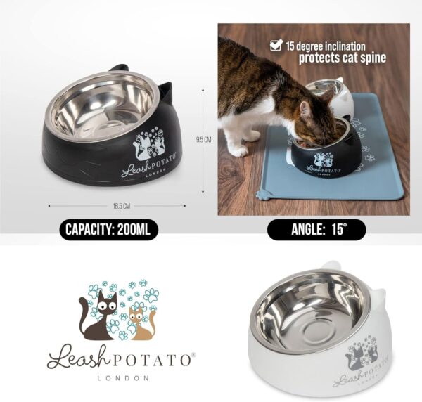 Cat Bowls Cat Food Water Bowl Feeding & Watering Supplies for Cats Raised Cat Bowl Cat Feeding Bowl Cat accessories Kitten Bowls (Black + White) - Image 6