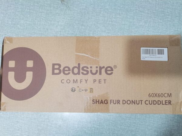 Bedsure Donut Dog Bed Medium - Anti Anxiety Puppy Bed for Small Dogs, Fluffy Calming Large Cat Bed Washable, Light Grey, 60x60x20cm - Image 8