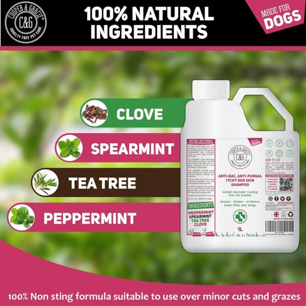 Dog Shampoo For Itchy Skin Antibacterial And Antifungal | Natural Medicated Low Lather Safe Formula | Fast Absorbing and Skin Cooling First Aid | Great For Cuts Grazes Skin Irritation - Image 7