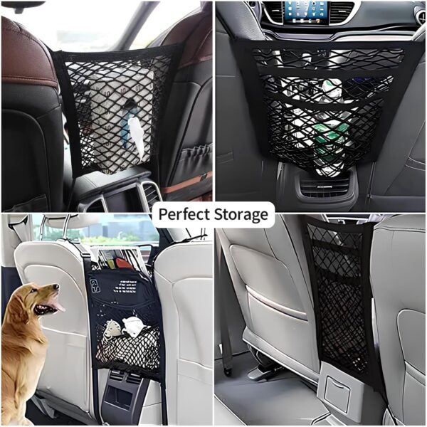 Xumann Dog Car Barrier, Dogs Guards for Cars, Dog Car Divider Guard with Auto Safety Mesh Accessories Stretchable Storage Bag, Suvs, 3 Layer Pet Driving Organizer Safety Travel - Image 4