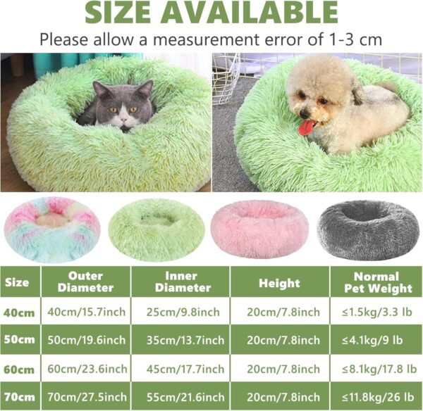 SiLDueh Dog Bed, Small Calming Cat Bed Washable Pet Bed, Plush Round Donut Puppy Bed Dog Cushion, Machine Washable Cat Bed Green (40cm/15.7in) - Image 2