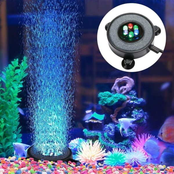 Unictop LED Aquarium Fish Tank Air Stone Light,Multi-Colored Bubble Disk for Fish - Image 2