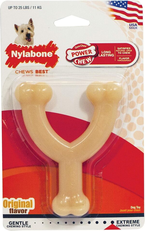 Nylabone Dura Chew Extreme Tough Dog Chew Toy Bone, Chicken Flavour Wishbone, S, for Dogs Up to 11 kg - Image 5