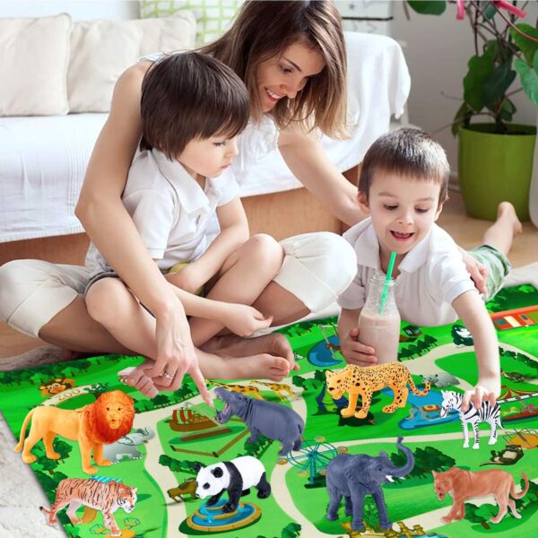 INNOCHEER Safari Animals Figures Toys, Realistic Wild Zoo Animals Figurines with Play Mat, Large Jungle Animals Playset with Elephant, Giraffe, Lion, Tiger, Gorilla Panda...for Kids Toddlers, Gift Set - Image 6