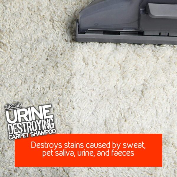 Cleenly Urine Destroying Enzyme Pet Carpet Shampoo Cleaning Detergent (5 Litres) - Digests Urine Salts - Gets Rid of Urine, Vomit, and Faeces Stains - Image 6