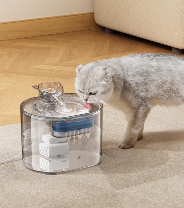 The Fellie Cat Water Fountain, 2.2L Cat Water Fountain for Drinking, Triple Layer Filtration, Super Silent Water Dispenser, Faucet Cat Drinking Fountain, Suitable for Cats and Dogs - Image 7