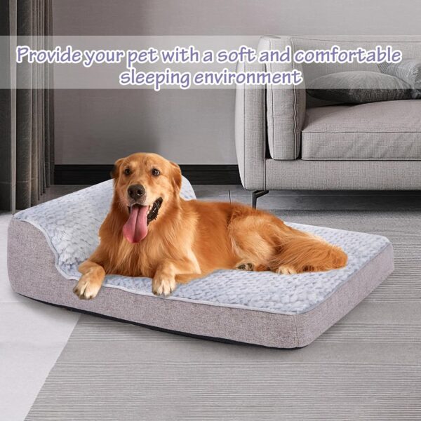 Ownpets Large Plush Pet Bed, Grey Pet Bed For Large/Medium Dogs With Bolsters & Washable Cover, Comfortable &Breathable Egg Foam Pet Sofa Bed,91.5x68.5x15CM - Image 3