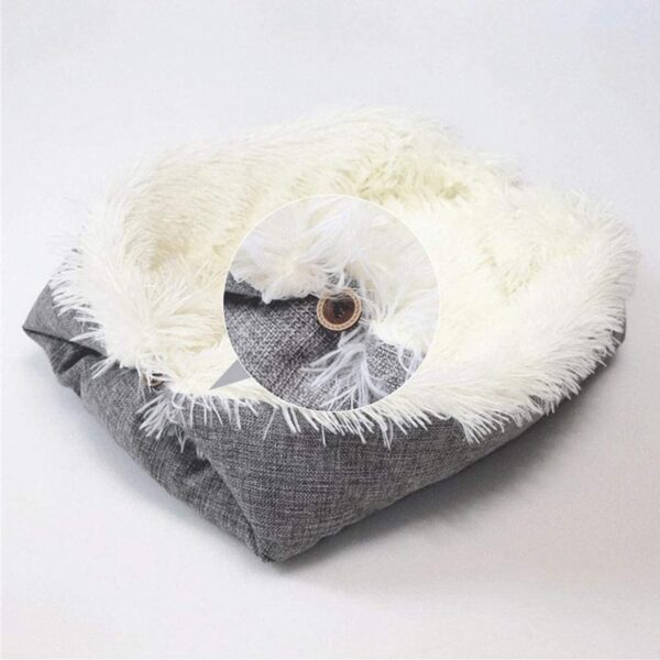 Hamkaw Self-warming Dog Bed Foldable Convertible Self Heating Plush Cat Bed Nest Machine Washable & Removable Thermal Pet Cushion Pad Mat Blanket for Travel Home Indoor Outdoor - Improved Sleep - Image 6