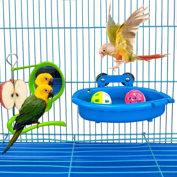 Bird Bath for Cage Bird Water Bowl Budgie Bath Tub Bird Food Feeder Shower Tray Parrots Bathing Tubs Budgie Toys Accessories for Small Birds Parakeet Canary Lovebirds Finch (Bath Tub) - Image 3