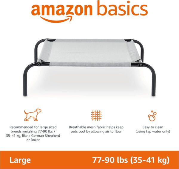 Amazon Basics Cooling Elevated Pet Dog Bed, L, Grey, 130 x 80 x 19 cm (L x W x H) - Image 2