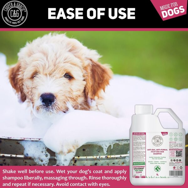 Dog Shampoo For Itchy Skin Antibacterial And Antifungal | Natural Medicated Low Lather Safe Formula | Fast Absorbing and Skin Cooling First Aid | Great For Cuts Grazes Skin Irritation - Image 6