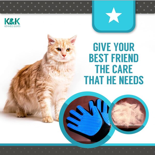 KENNELS & KATS Pet Grooming Glove | Pet Brush Glove | Premium De-shedding Glove for Easy, Mess-free Grooming with 260 Tips | Grooming Mitt For Dogs, Cats, Rabbits & Horses with Long/Short/Curly Hair - Image 6