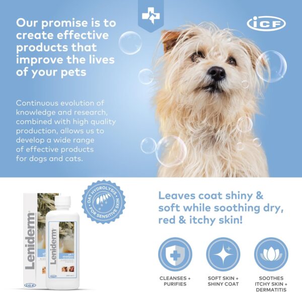 ICF | Leniderm Dog Shampoo for Itchy Skin Relief | Cat & Dog Shampoo and Conditioner for Pets with Sensitive Skin | 250 ml - Image 7