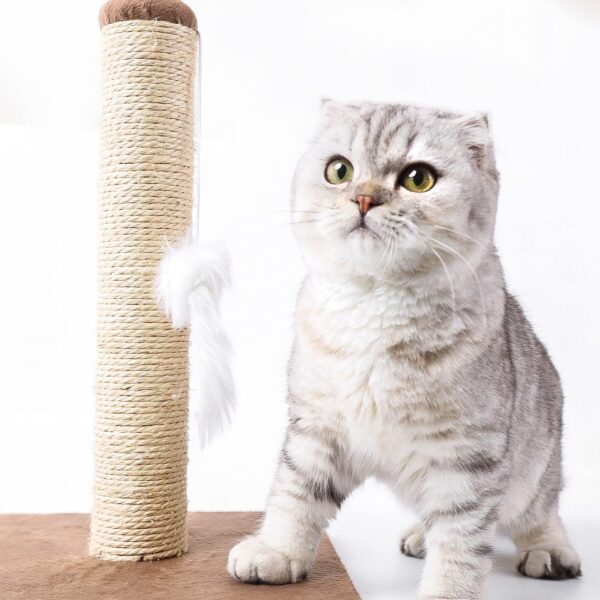 Nobleza - Cat Scratching Post Small Cat Climbing Activity Center Kitty Climbing Tree with sisal Kitten Play Tower with Hanging Toys, Brown, 25 * 25 * 35cm - Image 2