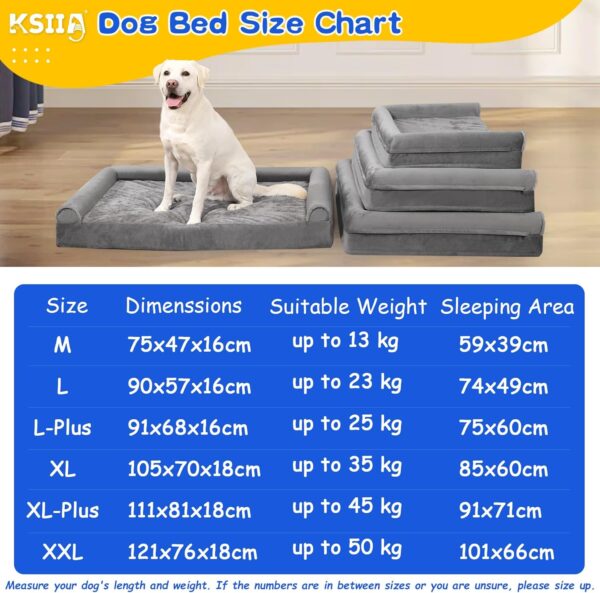 KSIIA Large Dog Bed, Orthopedic Dog Sofa Beds Pet Bed, Dog Couch with Removable Washable Cover, Waterproof Dog Bed, Pet Sofa with U-Shape Bolster, Grey 90x57x16cm - Image 4