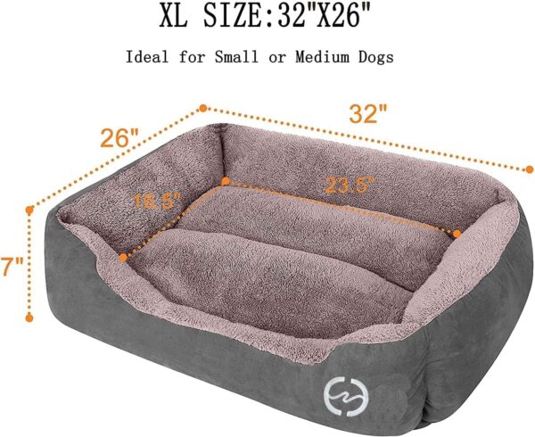 GoFirst Dog Bed Medium, Warm Soft Comfortable Pet Bed Sofa XL 80 * 60cm for Medium Dogs Cats Small Pets (Grey) - Image 2