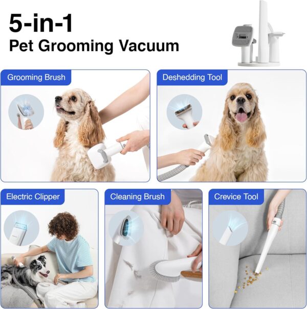 Neakasa P0 Pro Dog Clippers with Vacuum Suction 99% Pet Hair, Dog Grooming Kit Professional, Vacuum Groomer, 5 Proven Tools, Dog Cat Brush for Grooming Deshedding, Dog remover for Thick Long Hair - Image 3