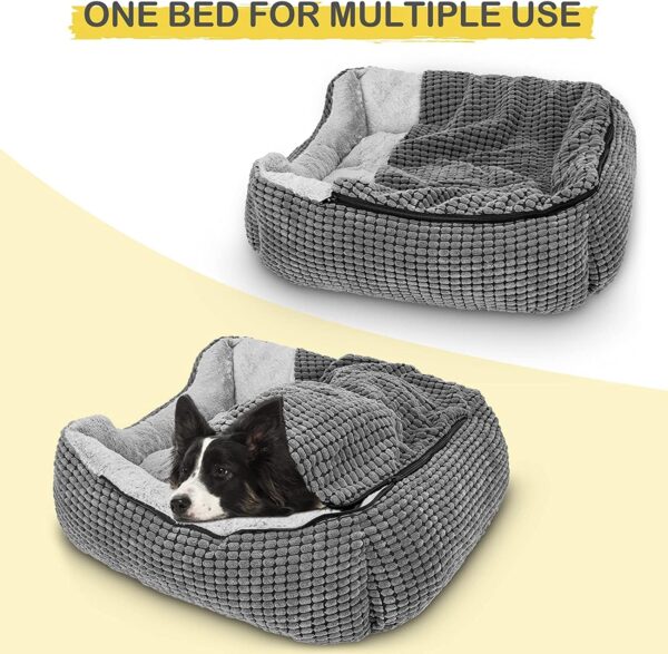 JOEJOY Rectangle Dog Bed Warm Hooded Puppy Bed for Large Medium Small Dogs, Luxury Super Soft Pet Cave Bed Medium Washable, Fits Up To 20/30/40/60lbs Pets - Image 6