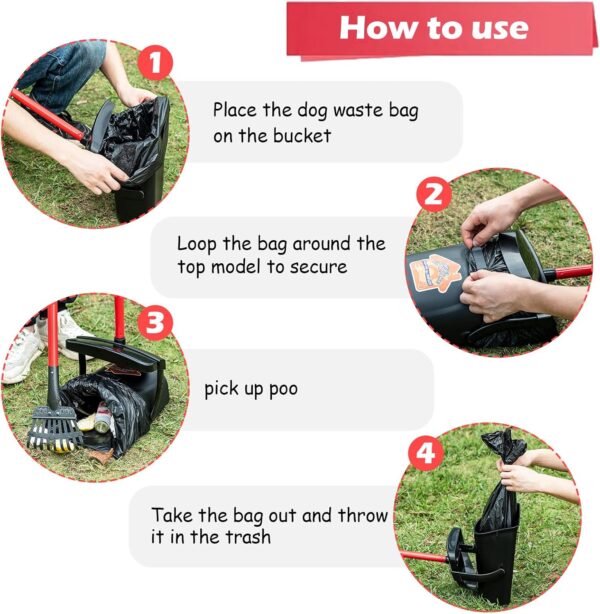 BANORES Pooper Scooper Large Swivel Bin & Rake for Large & Small Dogs Non-Breakable Dog Poop Scooper with 20 Waste Bags Easy to Clean Pet Waste Use on Grass, Dirt or Gravel - Pet Supplies - Image 5