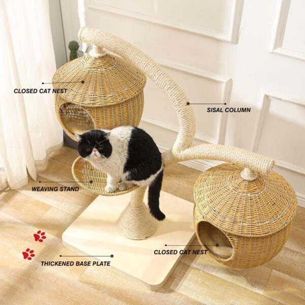 Big Modern Cat Tree with Cat cage Tree Design, Cat Condo Tower with Sisal-Covered Scratching Post, Cute and Stylish Cat House, Large and Unique Cat Furniture Supplies Perch for Your Feline Friend - Image 4