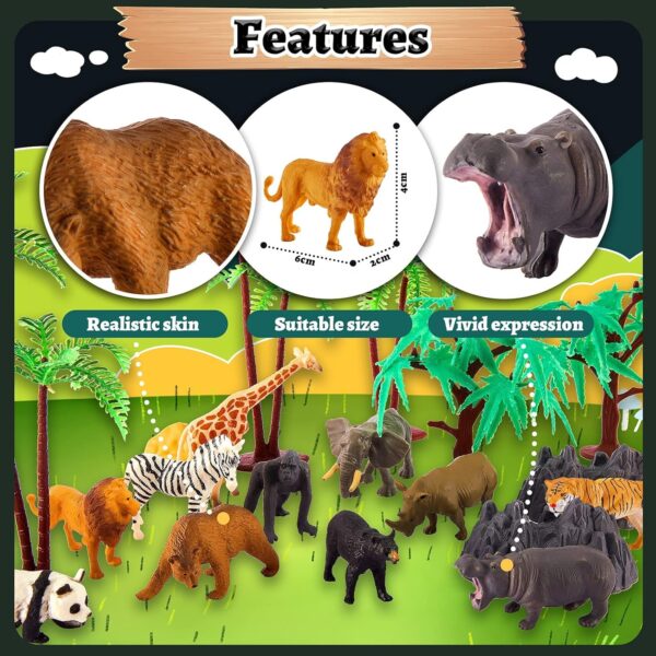 TOEY PLAY 3 in 1 Animals Toys, Farm Animals, Wild Jungle Zoo Animal, Dinosaur Toy, Mini Animal Figures Set with Carry Case, 56PCS, Gifts for Kids Boys Girls 3 4 5 6 Years Old - Image 3