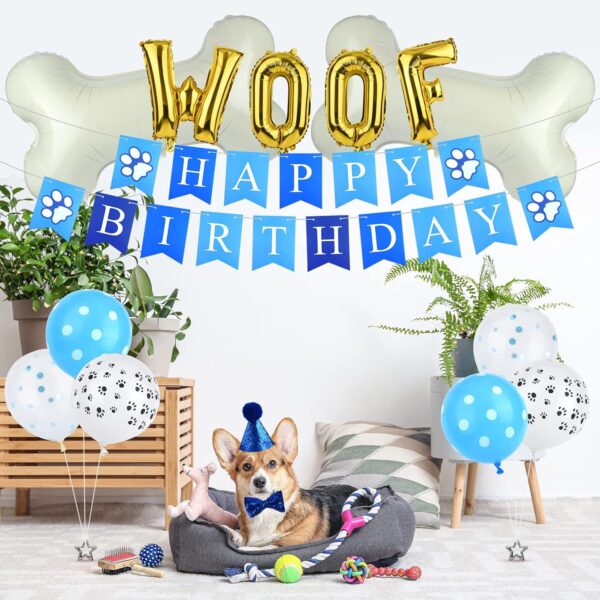 ASTARON Pet Dog Birthday Party Supplies,Blue Boy Dog Birthday Hat Bandana with Bone Balloons Puppy Birthday Banner for Pet Birthday Party Supplies decorations - Image 7