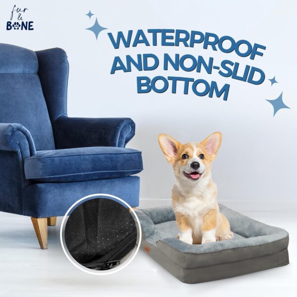 Fur & Bone Dog Bed | Orthopedic Dog Beds with Removable Cover | Dog Sofa Bed, Calming Dog Bed | Non-Skid Dog Beds | Waterproof Dog Bed | Dog Beds Large Washable Large Dog Bed - Image 4