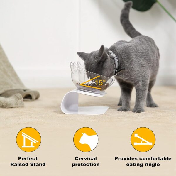 Cat Bowls with Stand Tilted 15° - Raised Cat food bowl with scoop, Anti over-turned and Anti spill Tilted Cat Bowl, Feeding and Water Supplies for Cat - Image 6