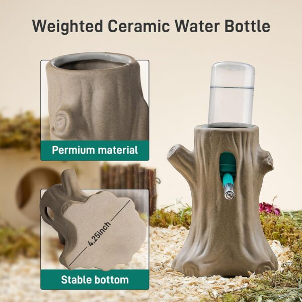 BUCATSTATE Hamster Water Bottle No Drip, Ceramic Syrian Dwarf Hamster Bottles 4oz/120ml, Automatic Small Animal Water Dispenser, Nature Themed Hamster Cage Accessories (Tree Stump Shape) - Image 7