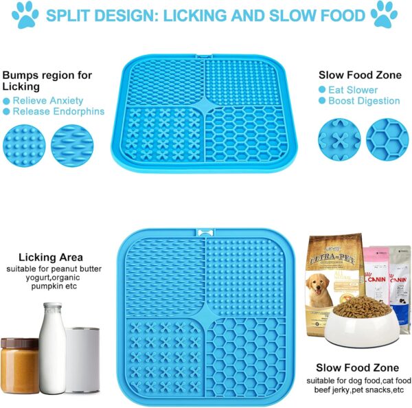 Emwel Dog Bowl Licky Mats for Dogs 2 Pcs Dog Lick Mats with Silicone Spatula Dog Lick Pad with Strong Suction Suitable - Image 4