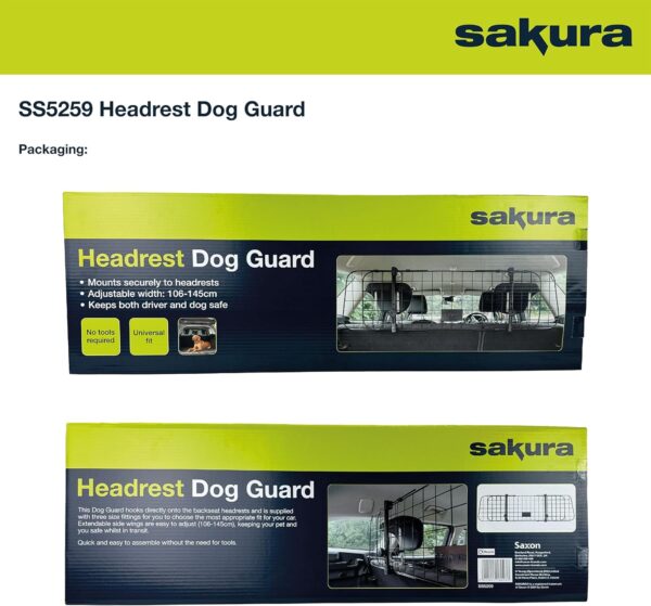 Sakura Headrest Dog Guard For Cars SS5259 - Easy Fit For Most Vehicles Hatchbacks SUVs Estates MPVs – Width Adjustable No Tools Needed, Black,93 x 32 x 6 cm - Image 6