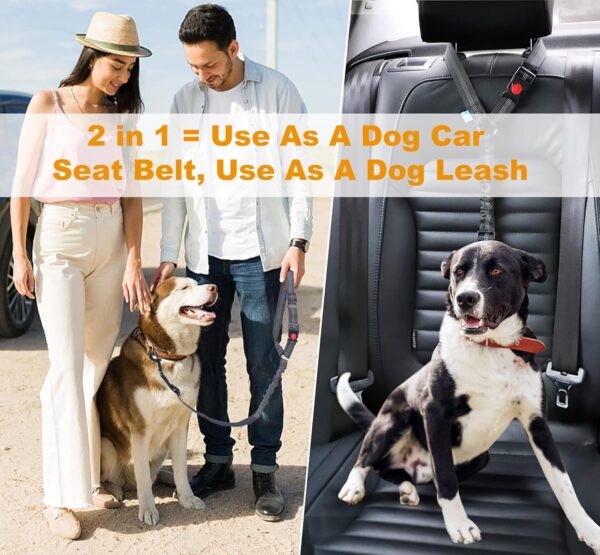 Dog Seat Belt For Cars - Adjustable Dog Car Harness, Headrest Dog Car Seat Belt Restraint Leads, Elastic Pet Seat Belt with Bungee Buffer, Durable Strong Leads Harness for Dogs Cats and Pets (Gray) - Image 3