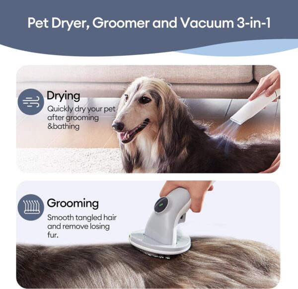 Ultenic P30 Combo Dog Grooming Vacuum Kit, Pet Hair Vacuum & Dryer 3-in-1 for Dogs Cats, Dog Vacuum Brush for Shedding Grooming, Suitable for Thick Short Long Pet Hair - Image 2