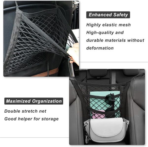 mwellewm Car Dog Guard Pet Barrier Dog Net for Car with Auto Safety Mesh Accessories Stretchable Storage Bag, Safety Travel with Pet - Image 3