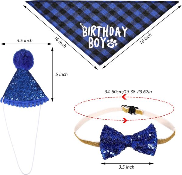 Dog Birthday Party Supplies Puppy Birthday Bandana Dog Birthday Bandana Dog Bow Tie Collar Birthday with 0-8 Numbers for Puppy Dog Birthday Party Outfits - Image 5