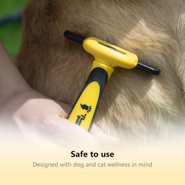 Best Professional Deshedding Tool and Pet Grooming Brush – D-Shedz by Thunderpaws for Small, Medium and Large Breeds of Dogs and Cats with Short or Long Hair Yellow - Image 5