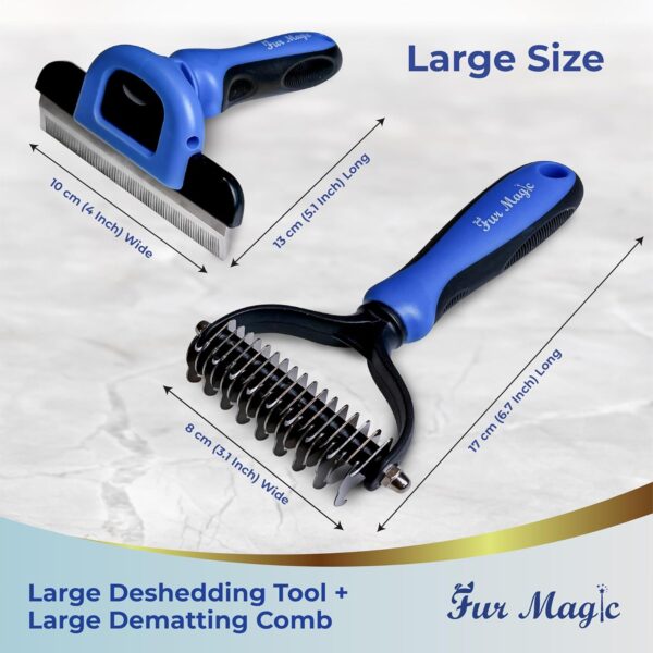 Fur Magic Deshedding Tool & Dematting Comb – Grooming Brushes for Dogs, Cats, Horses – Reduce Shedding and Remove Knots, Mats and Loose Undercoat, Large Size - Image 7