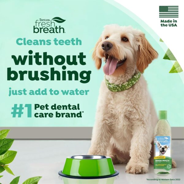 TropiClean Fresh Breath Dog Teeth Cleaning – Dental Care for Bad - Freshener Water Additive Mouthwash Helps Remove Plaque Off Dogs Teeth, Original, 473ml - Image 2