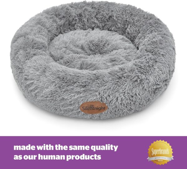 Silentnight Donut Calming Dog Bed – Calming Dog Cat Pet Bed Anxiety Relief Soft Fluffy Doughnut Pillow – Easy Clean Machine Washable Luxury Plush Dog Pillow Basket – 85 cm – Grey - Image 3