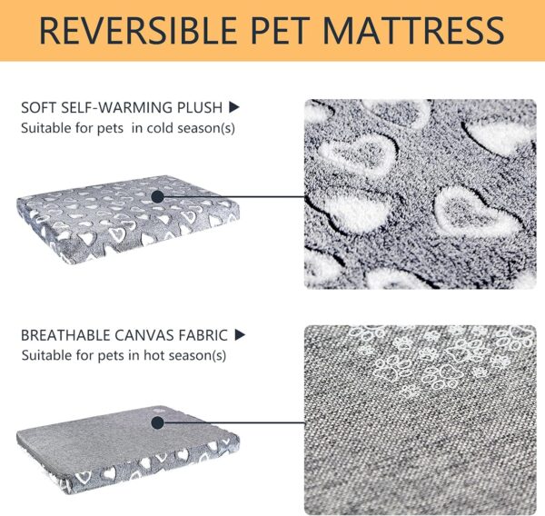 VANKEAN Dog Bed Mat Reversible(Warm & Soft), Stylish Pet Bed Mattress for Dog Crate, Water Proof Linings, Removable Machine Washable Cover, Pet Bed for Small to XX-Large Dogs, Light Grey - Image 4