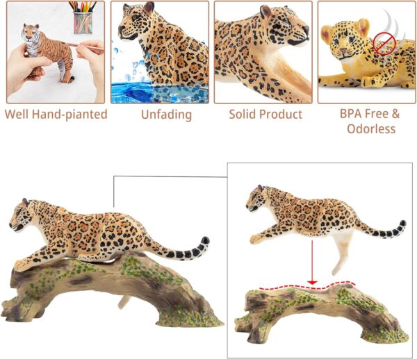 toymany 7PCS Jaguars Figurines with Jaguasr Cubs and Tree Trunk, Realistic Jungle Animals Figures Family Set Includes Baby Jaguars, Educational Toy Cake Toppers Christmas Birthday Gift for Kids - Image 4